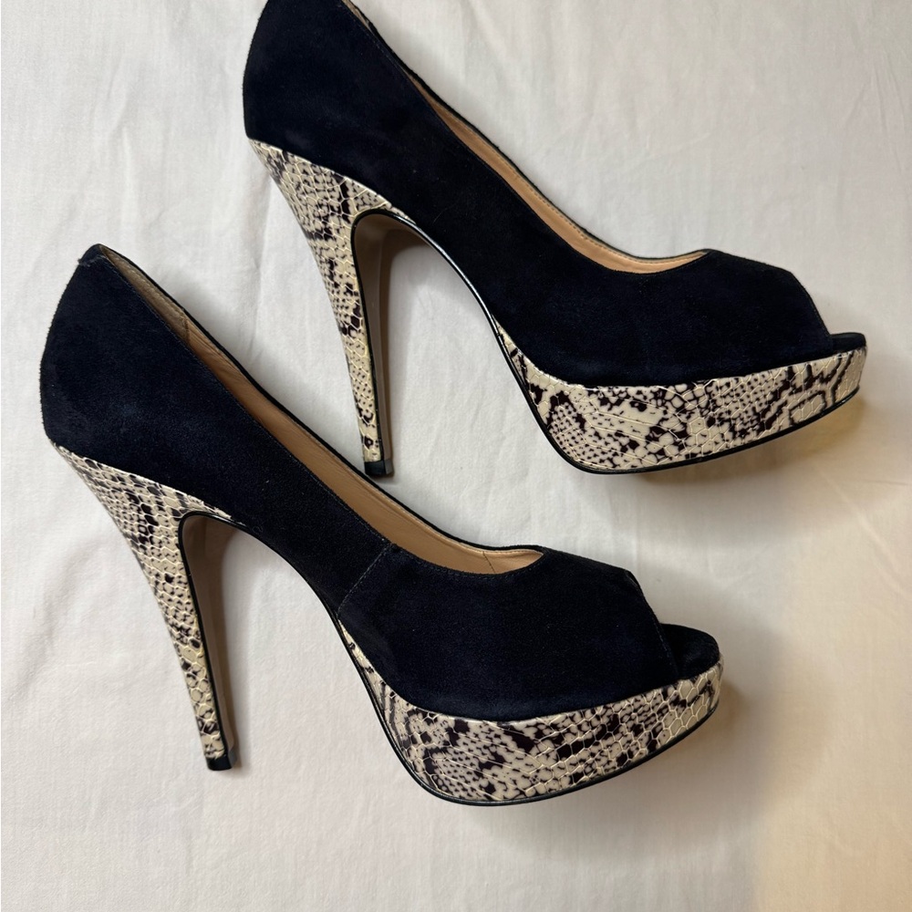 Luiza Barcelos snake skin Peep Toe Platform Heels